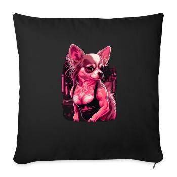 Chihuahua rose | Fille Fitness Salle de sport - Housse de coussin décorative 45 x 45 cm - noir - Devant