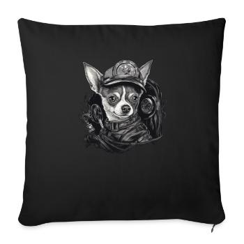 Chihuahua | Police Officer Hat Funny Dog Detective - Sofa pillowcase 17,3'' x 17,3'' (45 x 45 cm) - black - Front