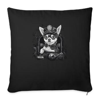Chihuahua | Police Officer Hat Funny Dog Detective - Sofa pillowcase 17,3'' x 17,3'' (45 x 45 cm) - black - Front