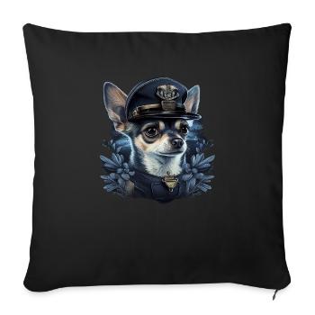 Chihuahua | Police Officer Hat Funny Dog Detective - Sofa pillowcase 17,3'' x 17,3'' (45 x 45 cm) - black - Front