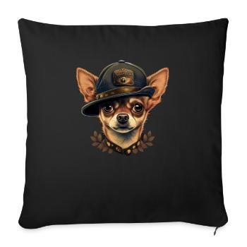 Chihuahua | Police Officer Hat Funny Dog Detective - Sofa pillowcase 17,3'' x 17,3'' (45 x 45 cm) - black - Front