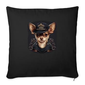 Chihuahua | Police Officer Hat Funny Dog Detective - Sofa pillowcase 17,3'' x 17,3'' (45 x 45 cm) - black - Front