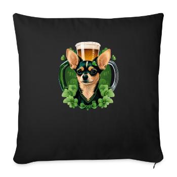 Chihuahua | St. Saint Patricks Day Beer Shamrock - Sofa pillowcase 17,3'' x 17,3'' (45 x 45 cm) - black - Front