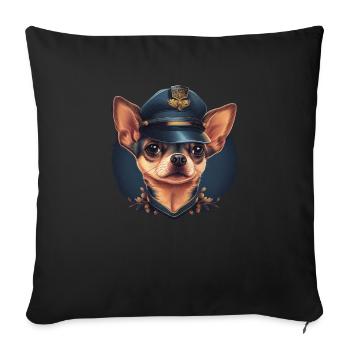 Chihuahua | Police Officer Hat Funny Dog Detective - Sofa pillowcase 17,3'' x 17,3'' (45 x 45 cm) - black - Front