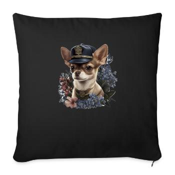 Chihuahua | Police Officer Hat Funny Dog Detective - Sofa pillowcase 17,3'' x 17,3'' (45 x 45 cm) - black - Front