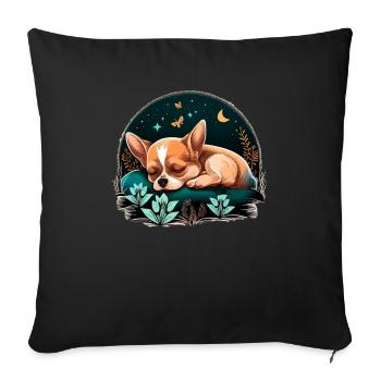 Chihuahua | Schlaf Nacht Pyjama Sonntag Niedlich - Sofakissenbezug 45 x 45 cm - Schwarz - Vorne