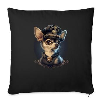 Chihuahua | Police Officer Hat Funny Dog Detective - Sofa pillowcase 17,3'' x 17,3'' (45 x 45 cm) - black - Front