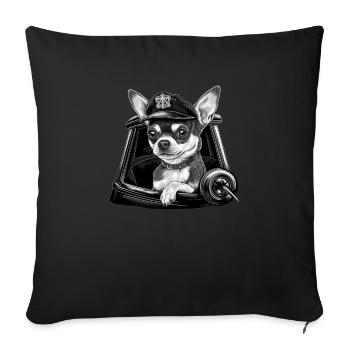 Chihuahua | Police Officer Hat Funny Dog Detective - Sofa pillowcase 17,3'' x 17,3'' (45 x 45 cm) - black - Front
