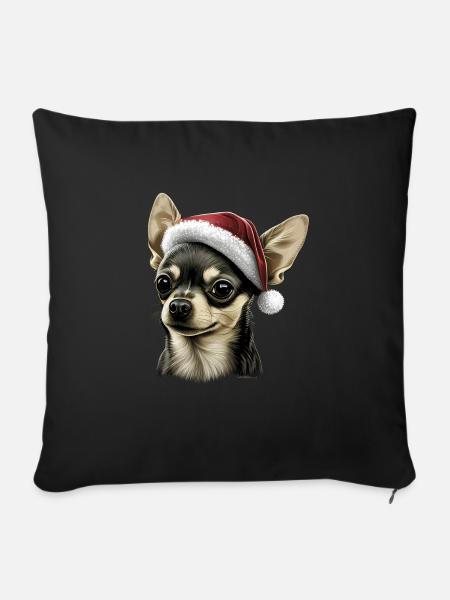 Chihuahua | Weihnachten | Weihnachtsbaum | - Sofakissenbezug 45 x 45 cm - Schwarz