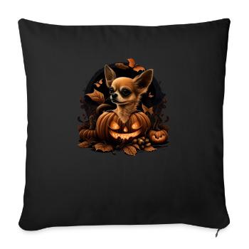 Chihuahua Costume d'Halloween - Citrouille - Housse de coussin décorative 45 x 45 cm - noir - Devant