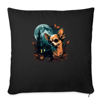 Chihuahua Costume d'Halloween - Citrouille - Housse de coussin décorative 45 x 45 cm - noir - Devant