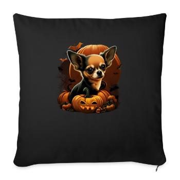 Chihuahua Costume d'Halloween - Citrouille - Housse de coussin décorative 45 x 45 cm - noir - Devant