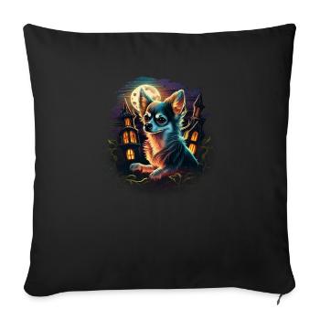 Chihuahua Costume d'Halloween - Citrouille - Housse de coussin décorative 45 x 45 cm - noir - Devant