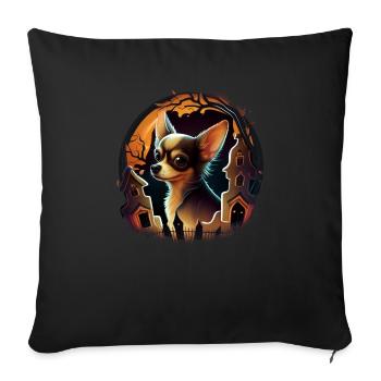 Chihuahua Costume d'Halloween - Citrouille - Housse de coussin décorative 45 x 45 cm - noir - Devant