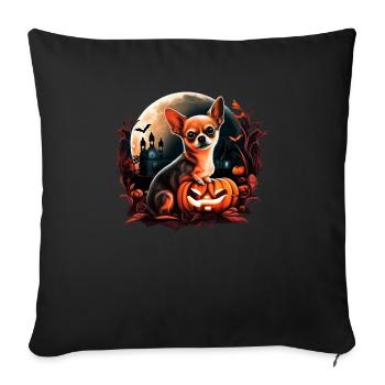 Chihuahua Costume d'Halloween - Citrouille - Housse de coussin décorative 45 x 45 cm - noir - Devant