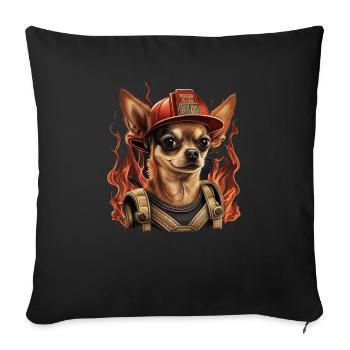 Chihuahua - Firefighter Fireman Cool Dog Men Hat - Sofa pillowcase 17,3'' x 17,3'' (45 x 45 cm) - black - Front