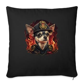 Chihuahua - Firefighter Fireman Cool Dog Men Hat - Sofa pillowcase 17,3'' x 17,3'' (45 x 45 cm) - black - Front