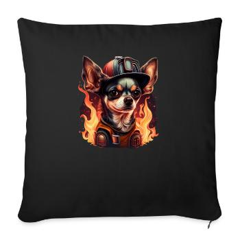 Chihuahua - Firefighter Fireman Cool Dog Men Hat - Sofa pillowcase 17,3'' x 17,3'' (45 x 45 cm) - black - Front
