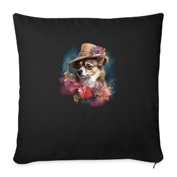 Chihuahua - Dame Anglaise Robe Chien - Housse de coussin décorative 45 x 45 cm - noir - Devant