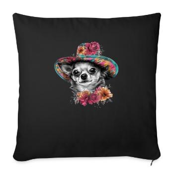 Chihuahua - Dame Anglaise Robe Chien - Housse de coussin décorative 45 x 45 cm - noir - Devant