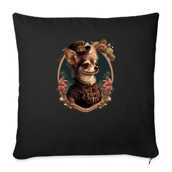 Chihuahua - Dame Anglaise Robe Chien - Housse de coussin décorative 45 x 45 cm - noir - Devant