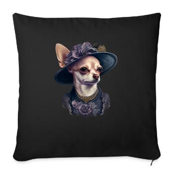 Chihuahua - Dame Anglaise Robe Chien - Housse de coussin décorative 45 x 45 cm - noir - Devant