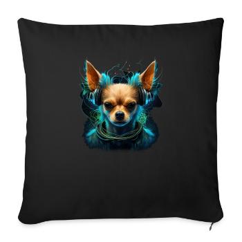Chihuahua - Electronic Music Techno Festival - Sofa pillowcase 17,3'' x 17,3'' (45 x 45 cm) - black - Front