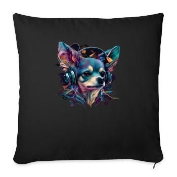 Chihuahua - Electronic Music Techno Festival - Sofa pillowcase 17,3'' x 17,3'' (45 x 45 cm) - black - Front