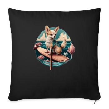 French Bulldog | SUP Stand Up Paddling Surf Girl - Sofa pillowcase 17,3'' x 17,3'' (45 x 45 cm) - black - Front