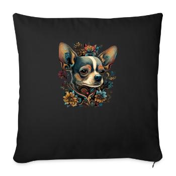 Chihuahua | Colorful Art Dog Puppy - Sofa pillowcase 17,3'' x 17,3'' (45 x 45 cm) - black - Front