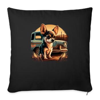 Chihuahua | Trucker LKW-Fahrer Vater Männer Auto - Sofakissenbezug 45 x 45 cm - Schwarz - Vorne