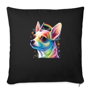 Chihuahua | Colourful Rainbow LGBTQ Unicorn - Sofa pillowcase 17,3'' x 17,3'' (45 x 45 cm) - black - Front