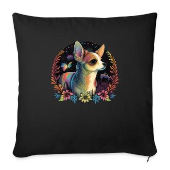 Chihuahua | Colourful Rainbow LGBTQ Unicorn - Sofa pillowcase 17,3'' x 17,3'' (45 x 45 cm) - black - Front