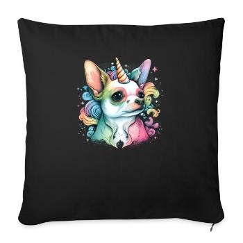 Chihuahua | Colourful Rainbow LGBTQ Unicorn - Sofa pillowcase 17,3'' x 17,3'' (45 x 45 cm) - black - Front