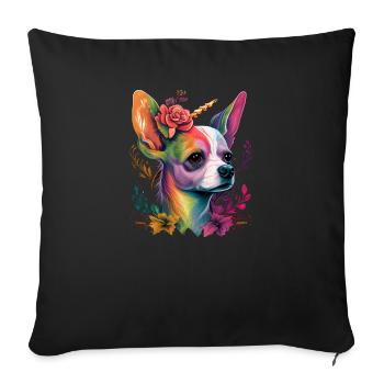 Chihuahua | Colourful Rainbow LGBTQ Unicorn - Sofa pillowcase 17,3'' x 17,3'' (45 x 45 cm) - black - Front
