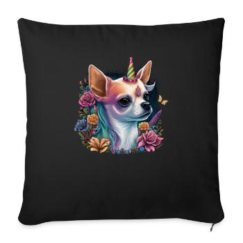 Chihuahua | Colourful Rainbow LGBTQ Unicorn - Sofa pillowcase 17,3'' x 17,3'' (45 x 45 cm) - black - Front