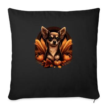 Chihuahua | Thanksgiving Day Farmer Food Autumn - Sofa pillowcase 17,3'' x 17,3'' (45 x 45 cm) - black - Front