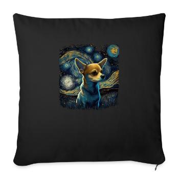 Chihuahua | Van Gogh Kunst Sternennacht Schöner - Sofakissenbezug 45 x 45 cm - Schwarz - Vorne
