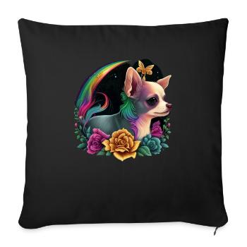 Chihuahua | Colourful Rainbow LGBTQ Unicorn - Sofa pillowcase 17,3'' x 17,3'' (45 x 45 cm) - black - Front