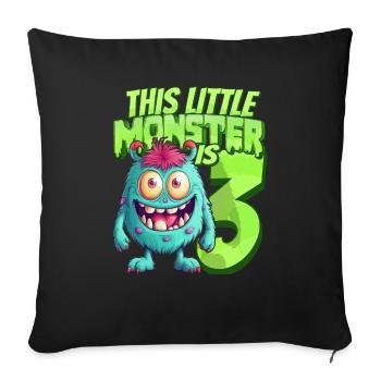 Ce petit monstre a 3 - trois ans - 3. - Housse de coussin décorative 45 x 45 cm - noir - Devant