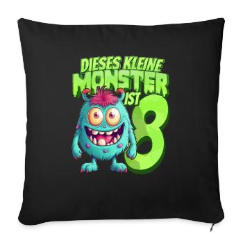 Dieses kleine Monster ist 8 - acht Jahre - 8. - Sofakissenbezug 45 x 45 cm - Schwarz - Vorne