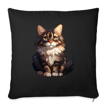 Maine Coon Cat - Sofa pillowcase 17,3'' x 17,3'' (45 x 45 cm) - black - Front