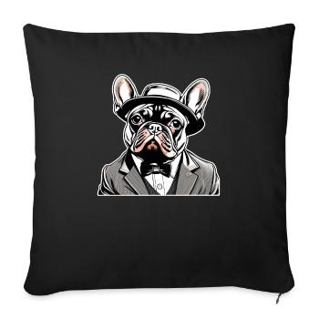 Chien Bouledogue Français T-shirt Chien drôle de chien design Chiens - Housse de coussin décorative 45 x 45 cm - noir - Devant
