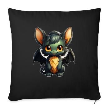 Chauve-souris Halloween I Cartoon Mignonne chauve-souris - Housse de coussin décorative 45 x 45 cm - noir - Devant