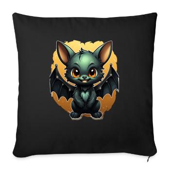 Chauve-souris Halloween I Cartoon Mignonne chauve-souris - Housse de coussin décorative 45 x 45 cm - noir - Devant