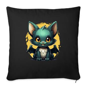 Chauve-souris Halloween I Cartoon Mignonne chauve-souris - Housse de coussin décorative 45 x 45 cm - noir - Devant