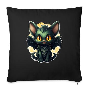 Chauve-souris Halloween I Cartoon Mignonne chauve-souris - Housse de coussin décorative 45 x 45 cm - noir - Devant