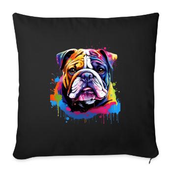 English Bulldog Pop Art I Dog Lover I Splash Art - Sofa pillowcase 17,3'' x 17,3'' (45 x 45 cm) - black - Front
