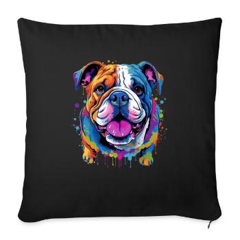 English Bulldog Pop Art I Dog Lover I Splash Art - Sofa pillowcase 17,3'' x 17,3'' (45 x 45 cm) - black - Front