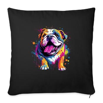 English Bulldog Pop Art I Dog Lover I Splash Art - Sofa pillowcase 17,3'' x 17,3'' (45 x 45 cm) - black - Front